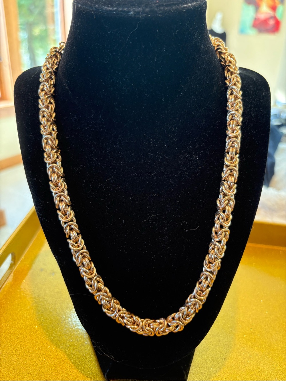 Gold Tone Byzantine Chain Necklace 20”
